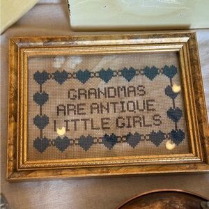 Vintage grandmas Gold Framed Heart Cross-Stitch Art